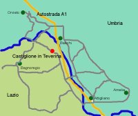 cartina con le principali strade per castiglione